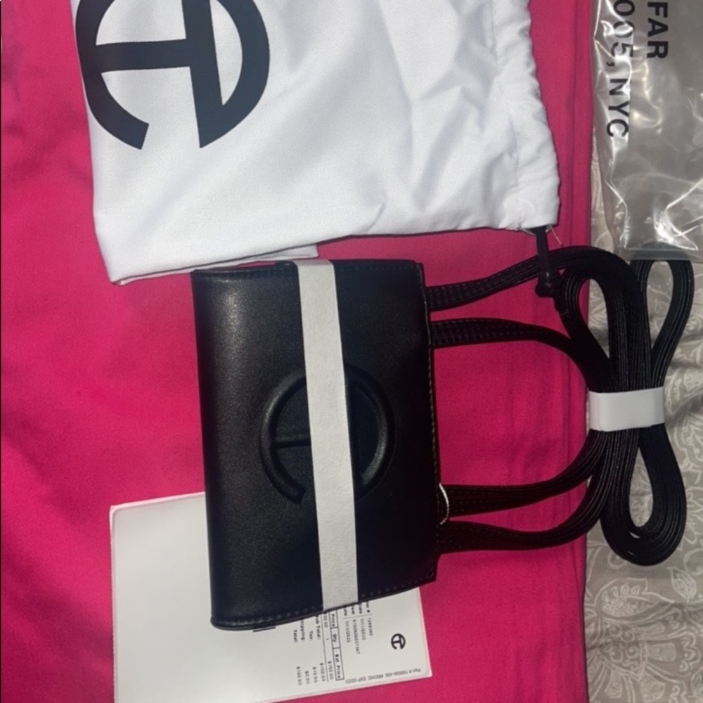 Two small Black And Orange Brand New TELFAR BAGS with Tags and receipt For Sale